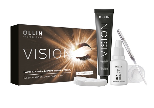 VISION НАБОР для окрашивания бровей и ресниц (Светло-коричневый) OLLIN PROFESSIONAL