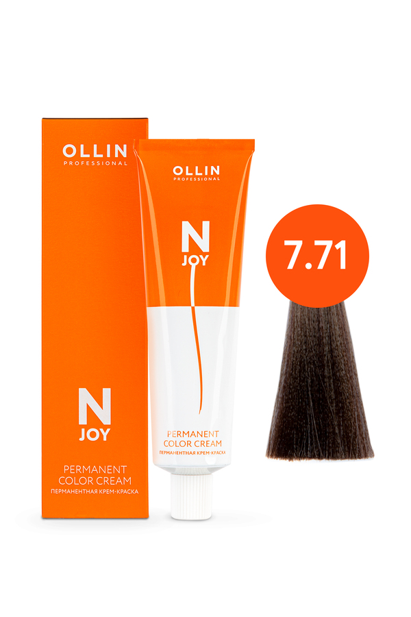 OLLIN "N-JOY"  7/71 - русый коричнево-пепельный, перманентная крем-краска для волос 100мл 
