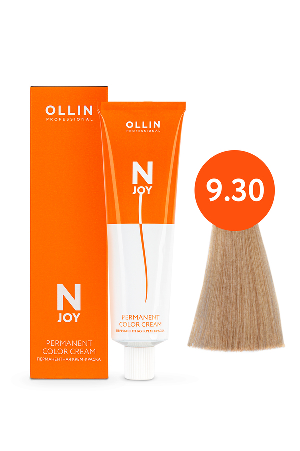 OLLIN "N-JOY"  9/30 – блондин золотистый, перманентная крем-краска для волос 100мл 