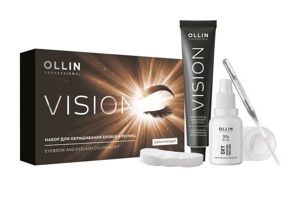 VISION НАБОР для окрашивания бровей и ресниц (Коричневый) OLLIN PROFESSIONAL