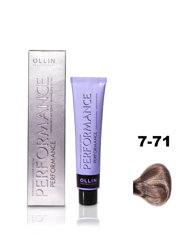 OLLIN PERFORMANCE  7/71 русый коричнево-пепельный 60мл Перманентная крем-краска для волос