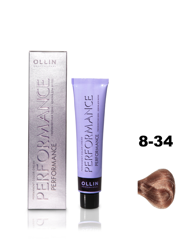 OLLIN PERFORMANCE  8/34 светло-русый золотисто-медный 60мл Перманентная крем-краска для волос