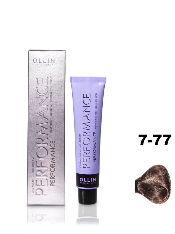 OLLIN PERFORMANCE  7/77 русый интенсивно-коричневый 60мл Перманентная крем-краска для волос