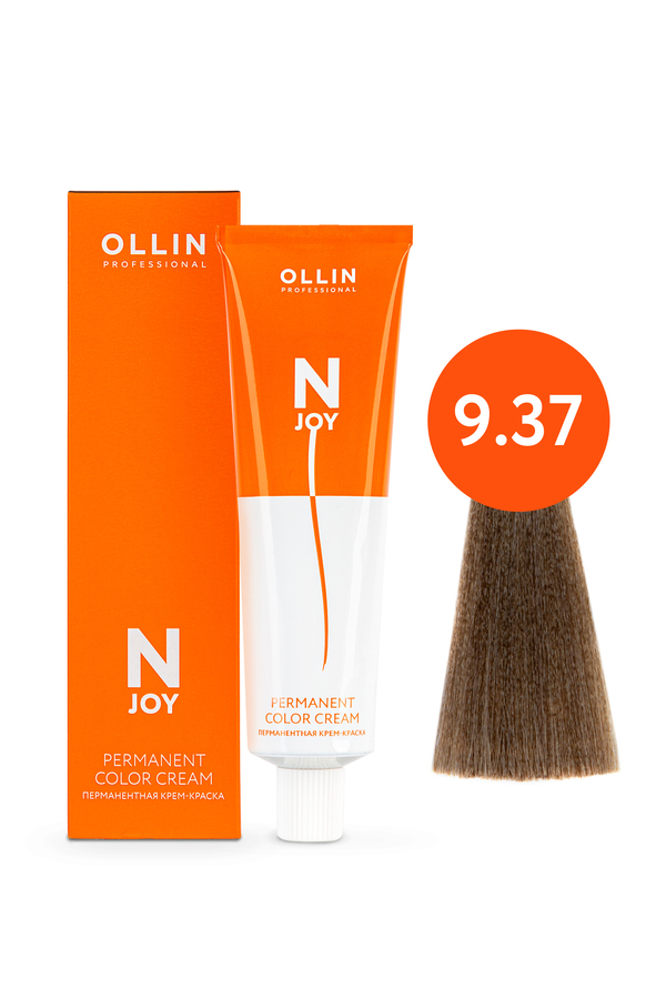 OLLIN "N-JOY"  9/37 – блондин золотисто-коричневый, перманентная крем-краска для волос 100мл 