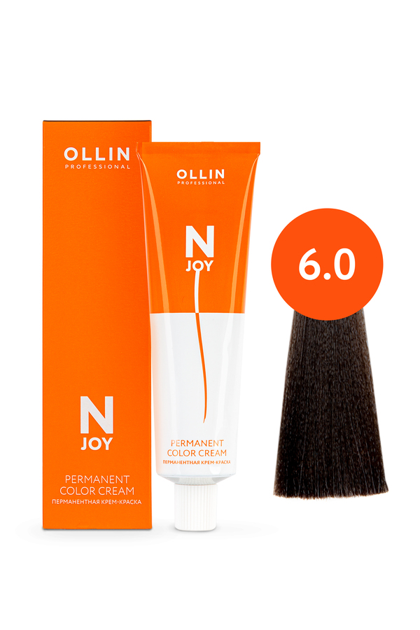 OLLIN "N-JOY"  6/0 – темно-русый, перманентная крем-краска для волос 100мл 