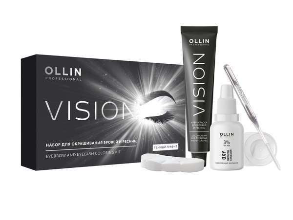 VISION НАБОР для окрашивания бровей и ресниц (Темный графит) OLLIN PROFESSIONAL
