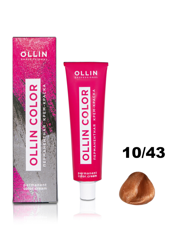 OLLIN COLOR 10/43 светлый блондин медно-золотистый 100 мл Перманентная крем-краска для волос