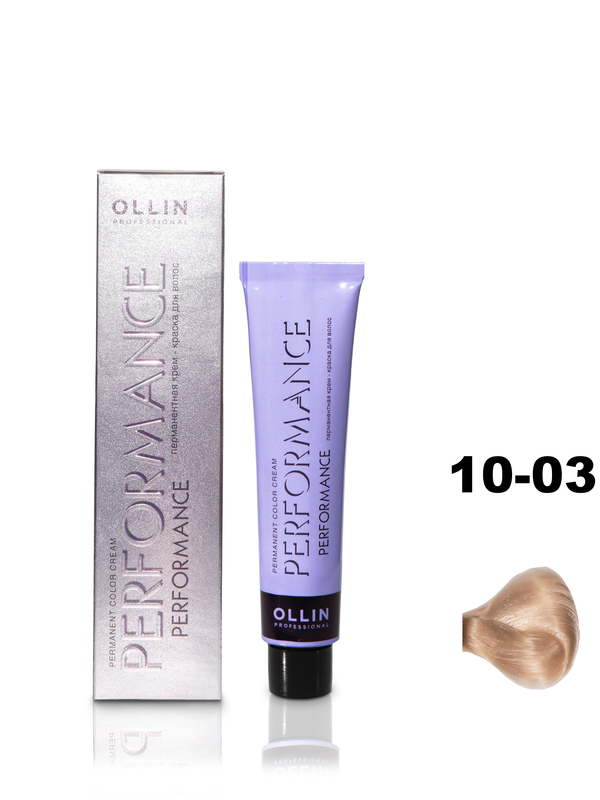 OLLIN PERFORMANCE 10/03 светлый блондин прозрачно-золотистый 60мл Перманентная крем-краска для волос