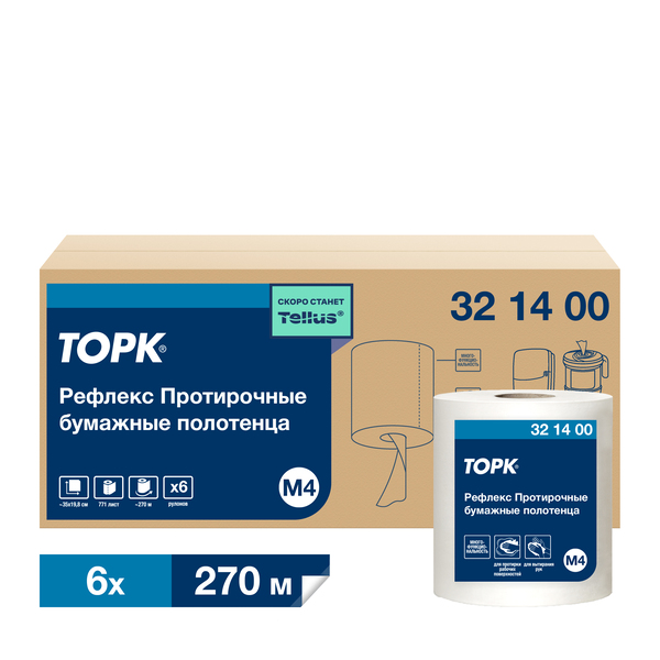 321400 Tork/Tellus РефлексМиди протир.бум 1сл.270м,771л,35*19.8см,съем.втулка,М4,Universal,Советск
