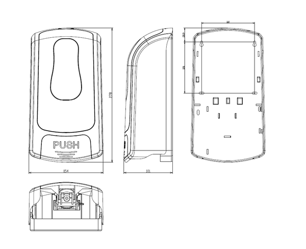 DEB101 Сенсорный дозатор для наливного жидкого мыла MERIDA ONE 1000 мл. ABS-пластик, белый
