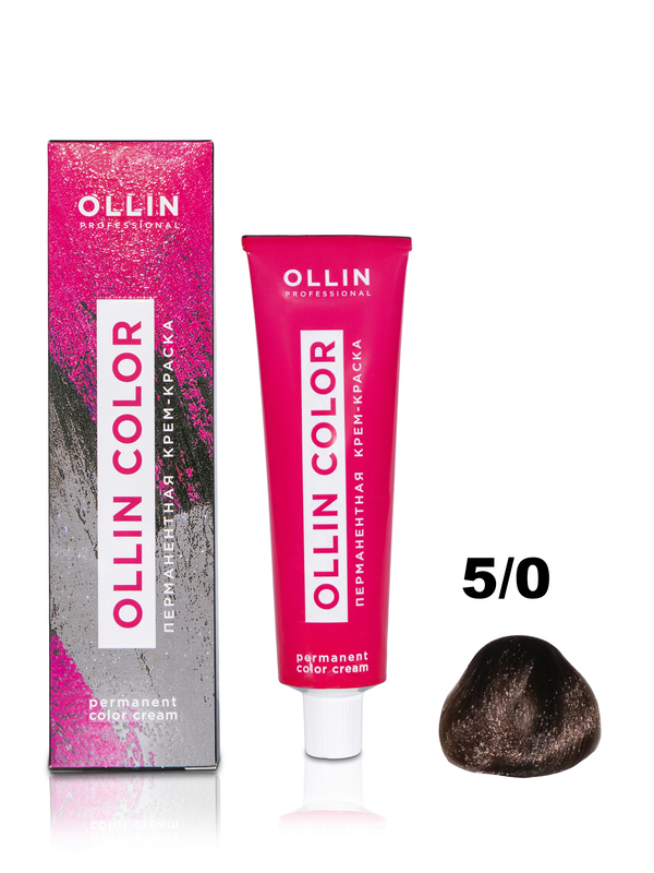 OLLIN COLOR  5/0 светлый шатен 100 мл Перманентная крем-краска для волос