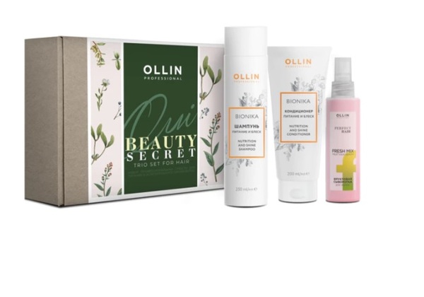 OLLIN PROFESSIONAL Набор "ПИТАНИЕ И БЛЕСК" (Шампунь 250мл,Кондиционер 200мл,Фрукт.сыворотка 120мл)