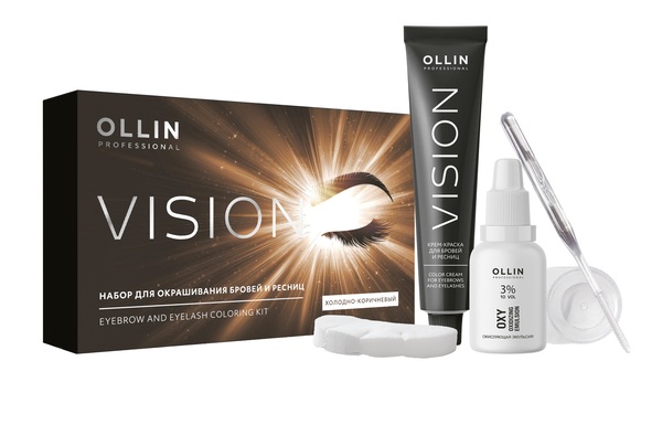VISION НАБОР для окрашивания бровей и ресниц (Холодно-коричневый) OLLIN PROFESSIONAL