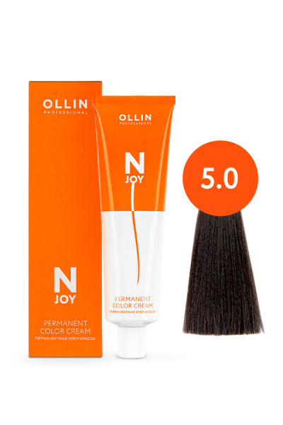 OLLIN "N-JOY"  5/0 - светлый шатен, перманентная крем-краска для волос 100мл 