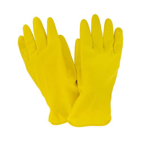 TRY113 Резиновые усиленные (КЩС) хозяйственные перчатки с хлопковым напылением MERIDA,желтые L