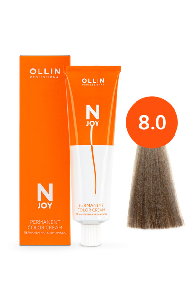 OLLIN "N-JOY"  8/0 – светло-русый, перманентная крем-краска для волос 100мл 