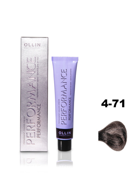 OLLIN PERFORMANCE  4/71 шатен коричнево-пепельный 60мл Перманентная крем-краска для волос