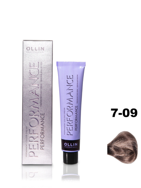 OLLIN PERFORMANCE  7/09 русый прозрачно-зеленый 60мл Перманентная крем-краска для волос