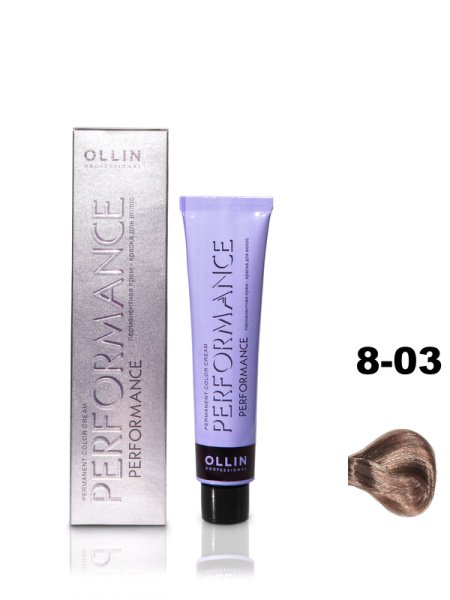 OLLIN PERFORMANCE  8/03 светло-русый прозрачно-золотистый 60мл Перманентная крем-краска для волос