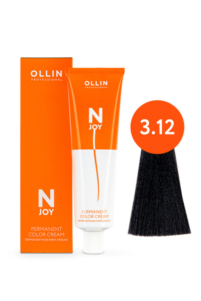 OLLIN "N-JOY"  3/12 – темный шатен пепельно-фиолетовый, перманентная крем-краска для волос 100мл 