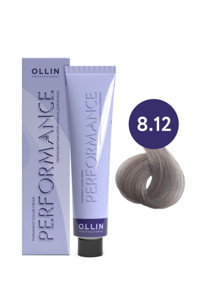 OLLIN PERFORMANCE  8/12 светло-русый пепельно-фиолетовый 60мл Перманентная крем-краска для волос
