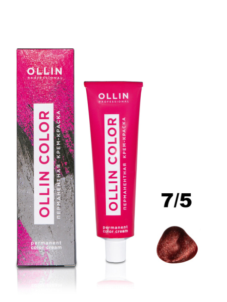 OLLIN COLOR  7/5 русый махагоновый 60мл Перманентная крем-краска для волос