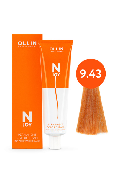 OLLIN "N-JOY"  9/43 – блондин медно-золотистый, перманентная крем-краска для волос 100мл 