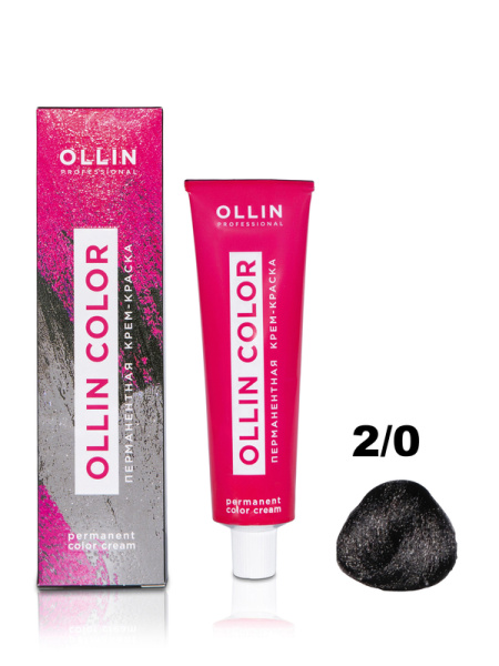 OLLIN COLOR  2/0 черный 60мл Перманентная крем-краска для волос