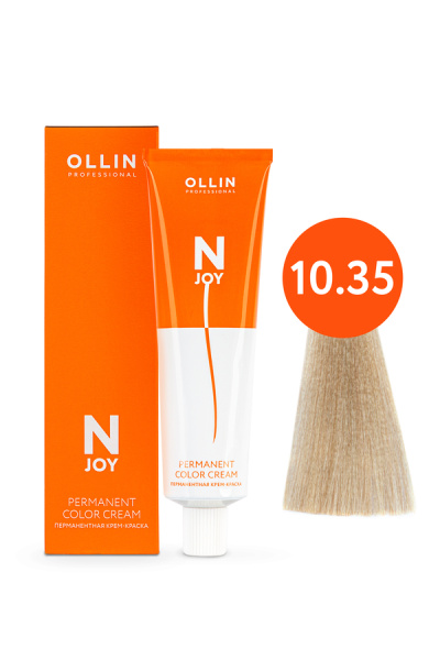 OLLIN "N-JOY" 10/35 – светлый блондин золотисто-махагоновый,перманентная крем-краска для волос 100мл