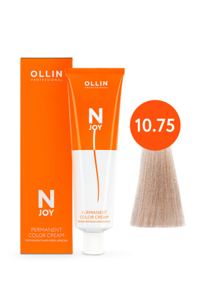 OLLIN "N-JOY" 10/75 – светлый блондин коричнево-махагоновый,перманентная крем-краска для волос 100мл
