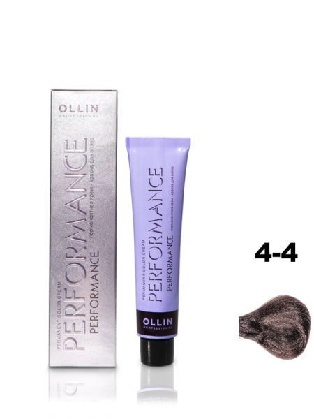 OLLIN PERFORMANCE  4/4 шатен медный 60мл Перманентная крем-краска для волос
