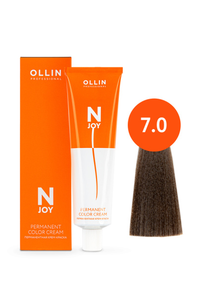 OLLIN "N-JOY"  7/0 – русый, перманентная крем-краска для волос 100мл 
