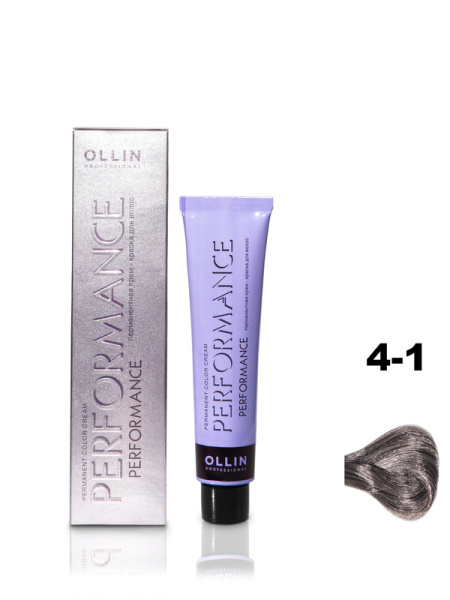 OLLIN PERFORMANCE  4/1 шатен пепельный 60мл Перманентная крем-краска для волос