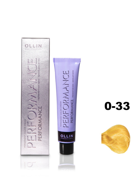 OLLIN PERFORMANCE  0/33 желтый 60мл Перманентная крем-краска для волос