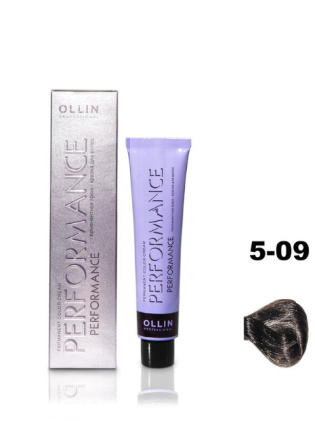 OLLIN PERFORMANCE  5/09 светлый шатен прозрачно-зеленый 60мл Перманентная крем-краска для волос