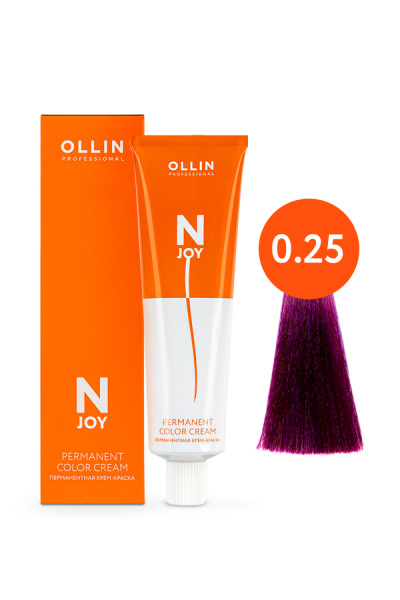OLLIN "N-JOY"  0/25 - фиолетово-махагоновый (розовый), перманентная крем-краска для волос 100мл 