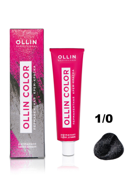 OLLIN COLOR  1/0 иссиня-черный 60мл Перманентная крем-краска для волос