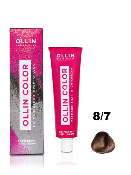 OLLIN COLOR  8/7 светло-русый коричневый 100 мл Перманентная крем-краска для волос