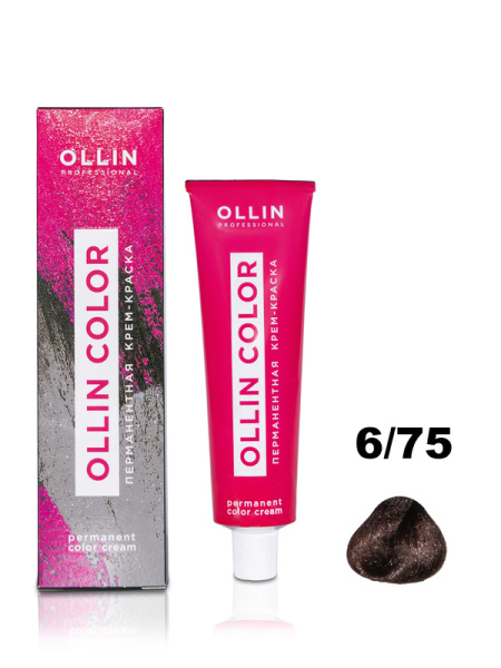 OLLIN COLOR  6/75 темно-русый коричнево-махагоновый 60мл Перманентная крем-краска для волос