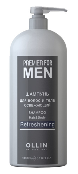 OLLIN PREMIER FOR MEN Шампунь для волос и тела освежающий 1000мл/ Shampoo Hair&Body Refreshening