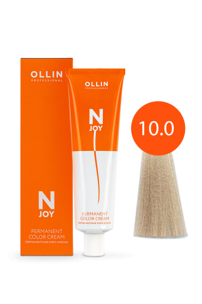 OLLIN "N-JOY" 10/0 – светлый блондин, перманентная крем-краска для волос 100мл 