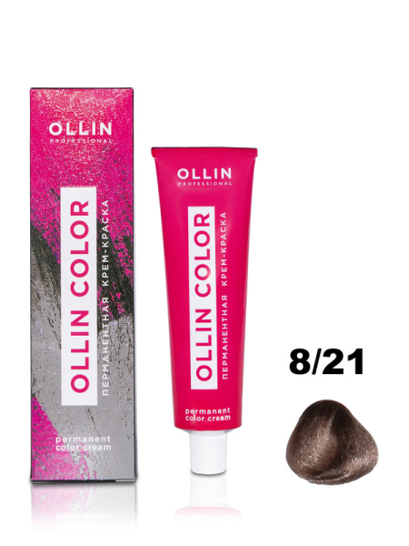 OLLIN COLOR  8/21 светло-русый фиолетово-пепельный 100 мл Перманентная крем-краска для волос