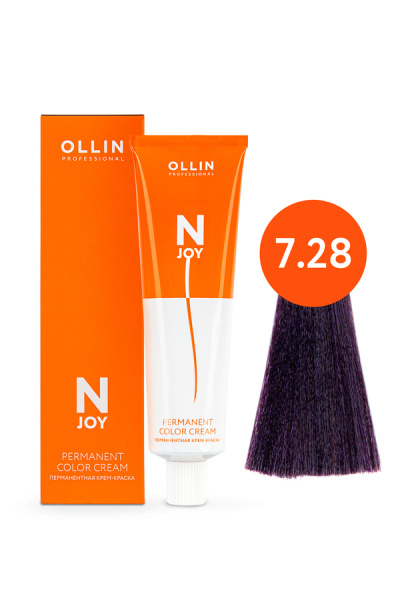 OLLIN "N-JOY"  7/28 - русый фиолетово-синий, перманентная крем-краска для волос 100мл 