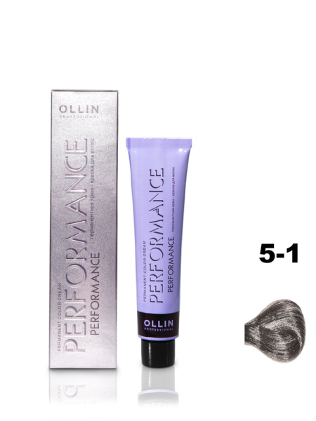 OLLIN PERFORMANCE  5/1 светлый шатен пепельный 60мл Перманентная крем-краска для волос