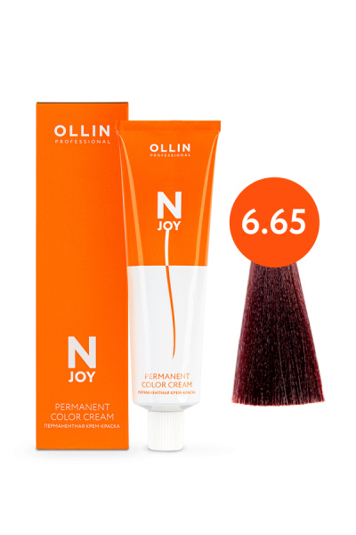 OLLIN "N-JOY"  6/65 – темно-русый красно-махагоновый, перманентная крем-краска для волос 100мл 