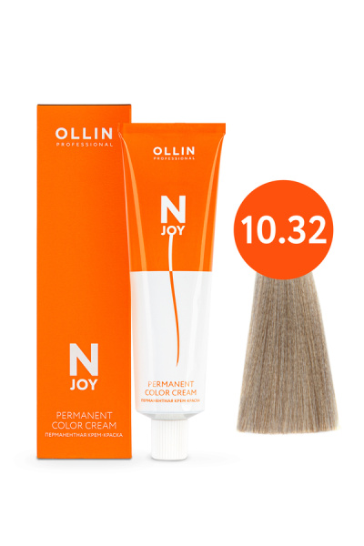OLLIN "N-JOY" 10/32 – светлый блондин золотисто-фиолетовый, перманентная крем-краска для волос 100мл