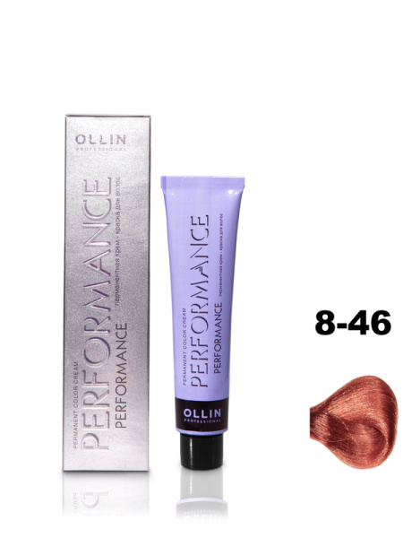 OLLIN PERFORMANCE  8/46 светло-русый медно-красный 60мл Перманентная крем-краска для волос
