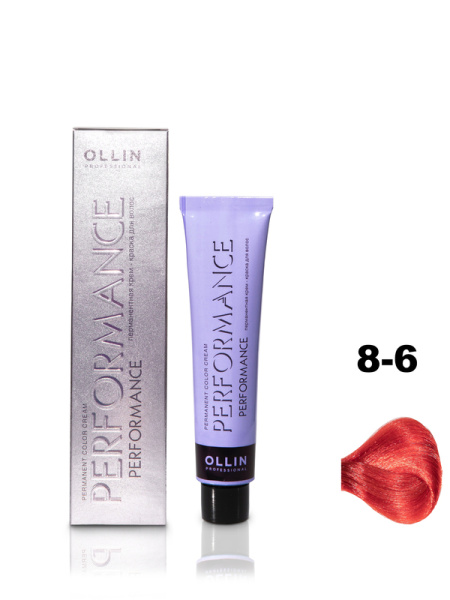 OLLIN PERFORMANCE  8/6 светло-русый красный 60мл Перманентная крем-краска для волос
