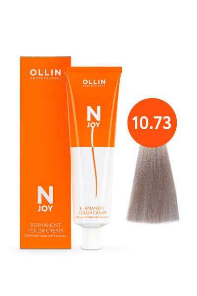 OLLIN "N-JOY" 10/73 – светлый блондин коричнево–золотистый, перманентная крем-краска для волос 100мл