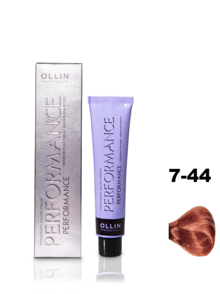 OLLIN PERFORMANCE  7/44 русый интенсивно-медный 60мл Перманентная крем-краска для волос